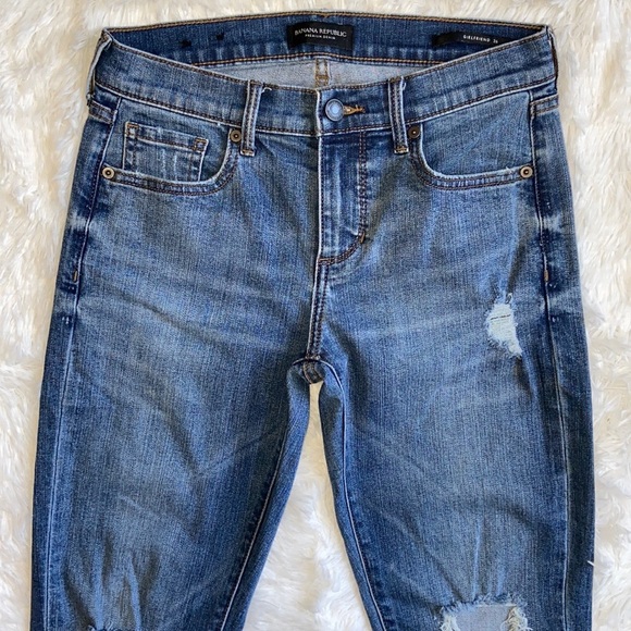 Banana Republic Premium Denim Distressed Girlfriend Blue Jeans Size 26 - Picture 4 of 10